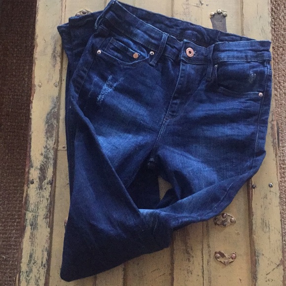 HM H&M SLIM MID RISE STR DK DISTR SKINNY JEAN 26 - Picture 3 of 6